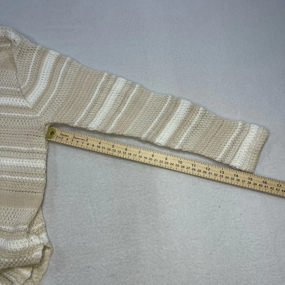Rachel Roy Cream Stripe Knit Sweater Lightweight Boho Small - Picture 4 of 6